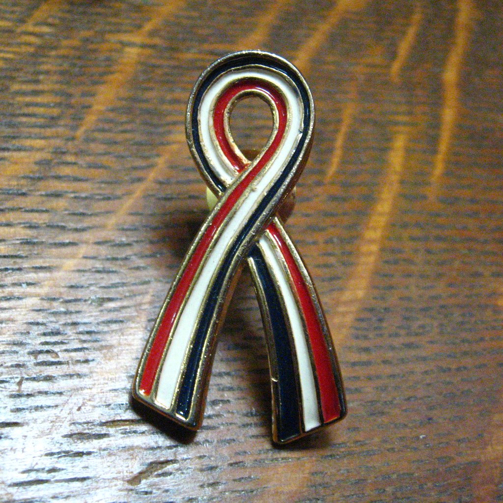 Allison Reed Red White Blue Vintage Cause Ribbon Lapel Pin